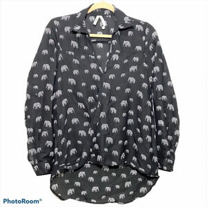 Truth Nyc Novelty Elephant Print Faux Wrap Blouse